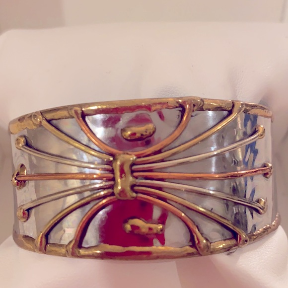 Handmade ornate ethnic inspired cuff. - Picture 2 of 2